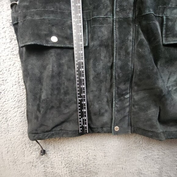 Wilsons Leather M. Julian Suede Leather Coat Faux Fur Hood Trim Mens Large Parka - Picture 5 of 12